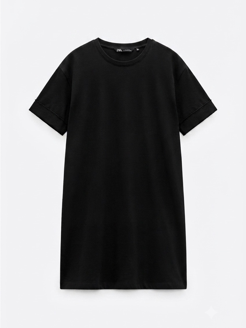 Zara Black Short-Sleeve T-Shirt Dress | Medium